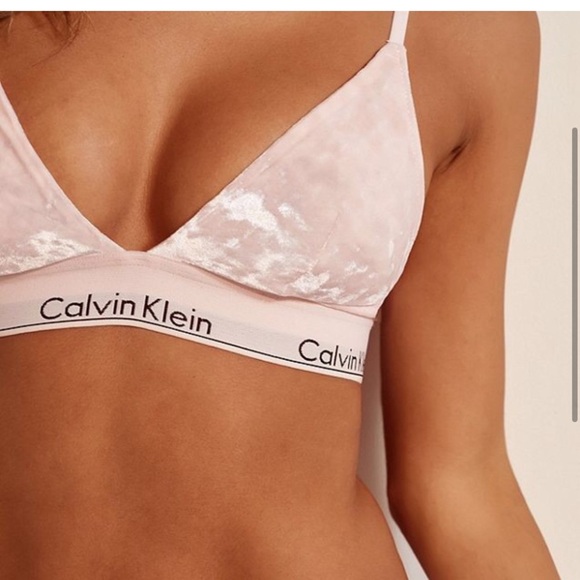 Calvin Klein Modern Pink Velvet Triangle Bralette - Picture 3 of 4
